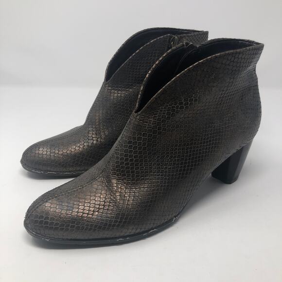 Ara Luftpolster Snake Faux Leather Copper Booties - Picture 2 of 10